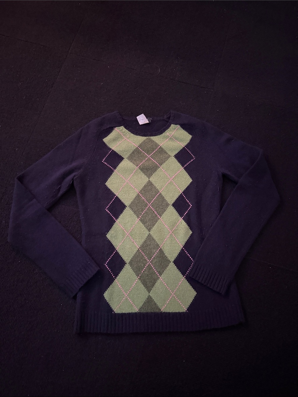 J. Crew Navy Sweater with Green Hem Detail